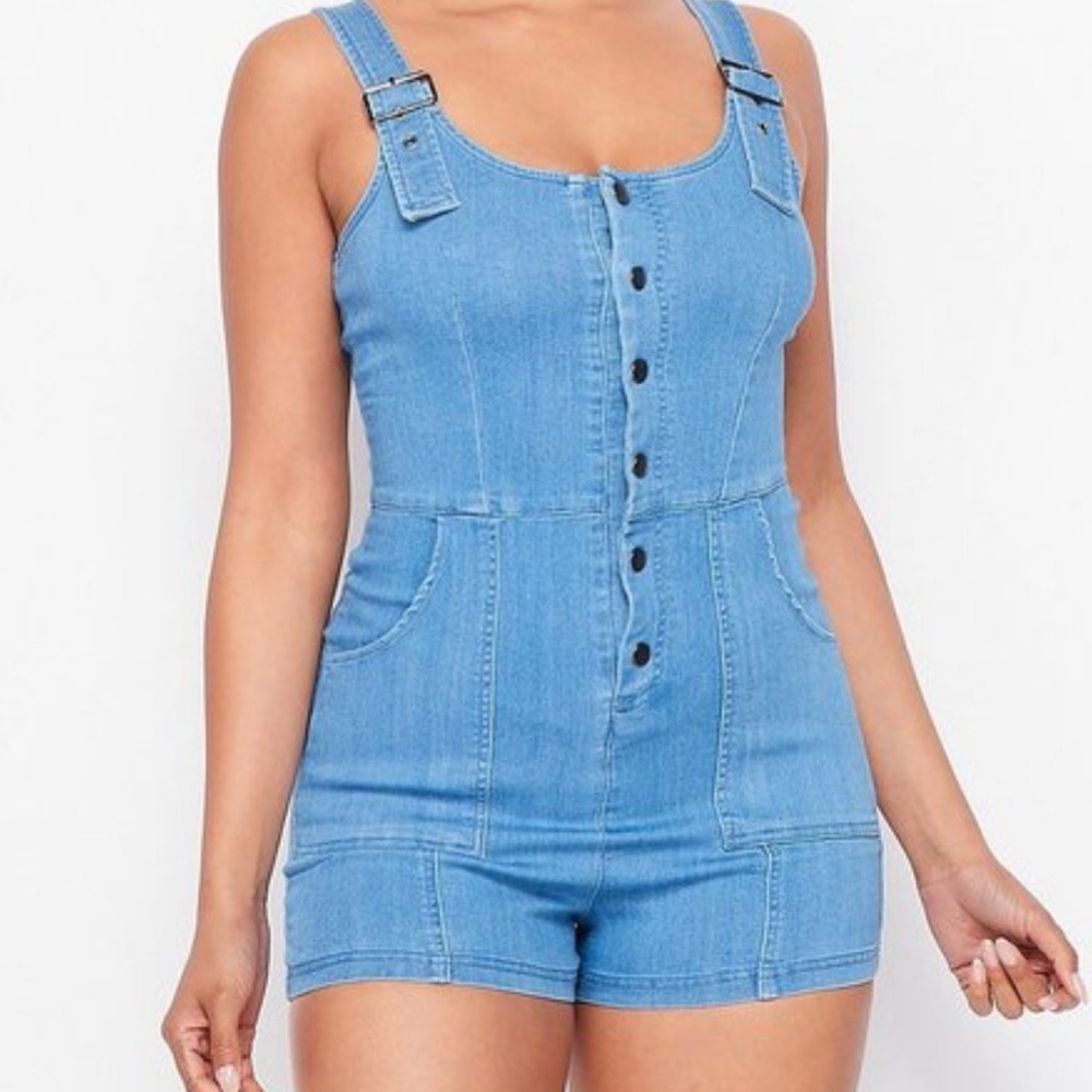 Denim blue one piece Romper